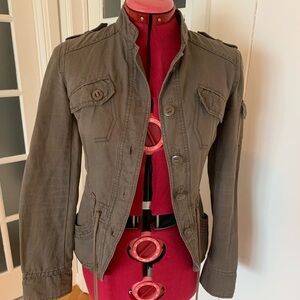 H&M Olive Green Jacket Linen Blend